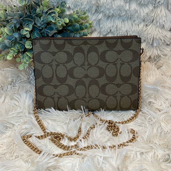 Coach Slim Crossbody Gold/Khaki Saddle - Picture 2 of 14